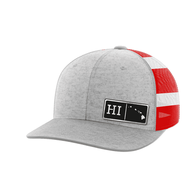 Hawaii Homegrown Hats Hat Greater Half Heather Grey/Flag Black Leatherette Hawaii